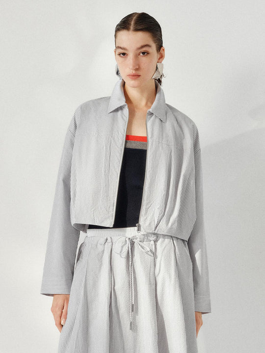 Reißverschluss Hoch Gestreifte Jacken