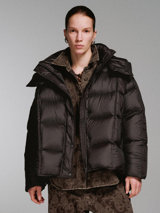 Hooded Funnel Neck Down Jackets