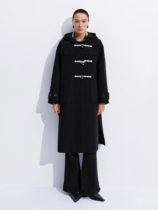 Patch Pockets Toggle Detail Wool Blend Coats