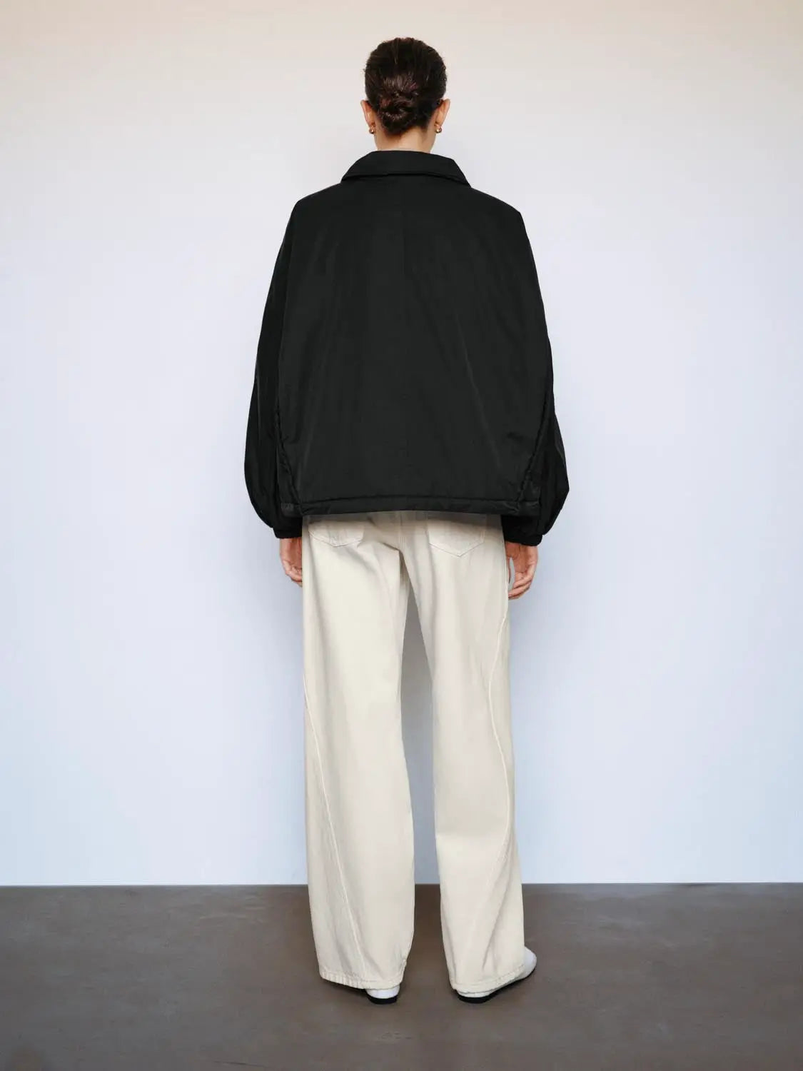 Padded Jacket by Urban Revivo, black, back view on model