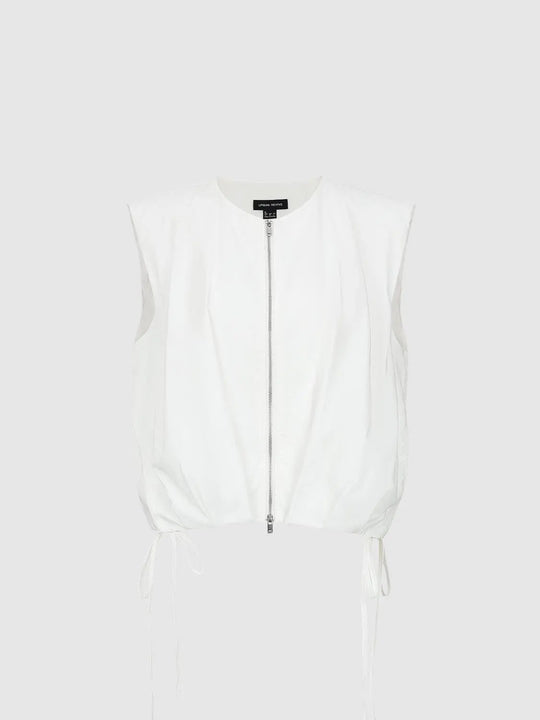 Zip Front Sleeveless Drawstring Hem Lightweight Cotton Shell Vests