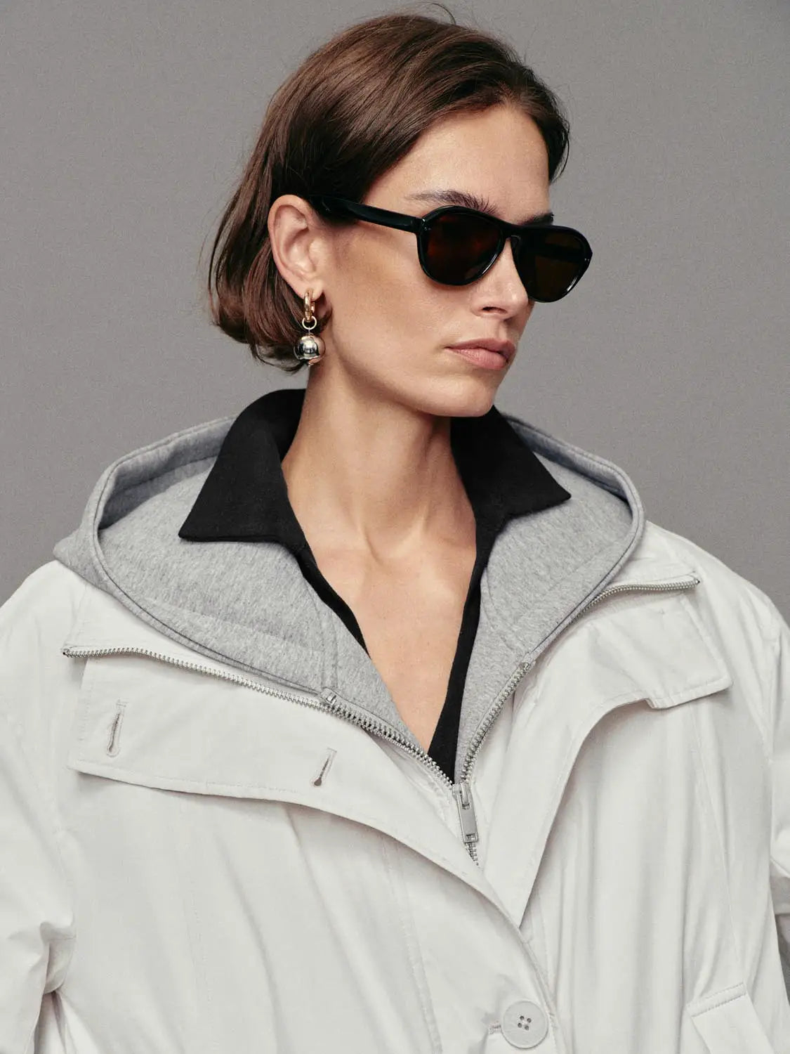 Down Jacket by Urban Revivo Fashion, white exterior with front zipper.
