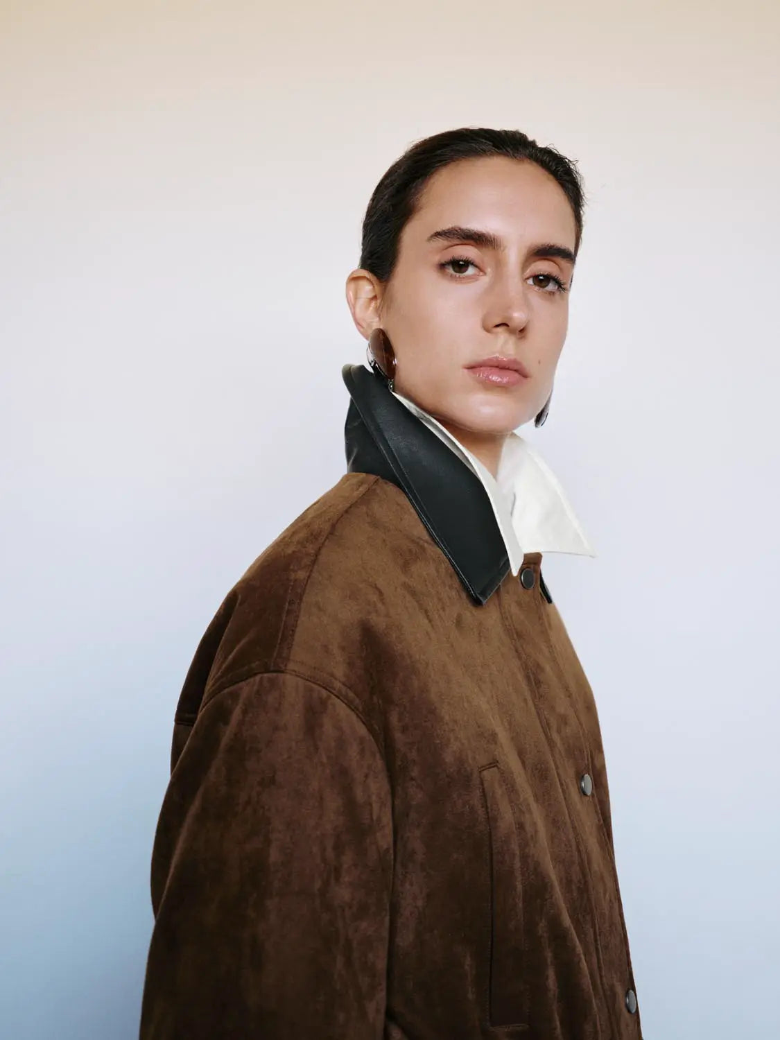 Padded Jacket UR by Urban Revivo Fashion; brown suede-like jacket with green-black collar and white inner lining