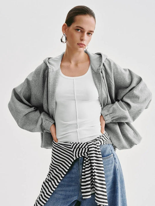 Light Hooded Cotton Blend Pullover
