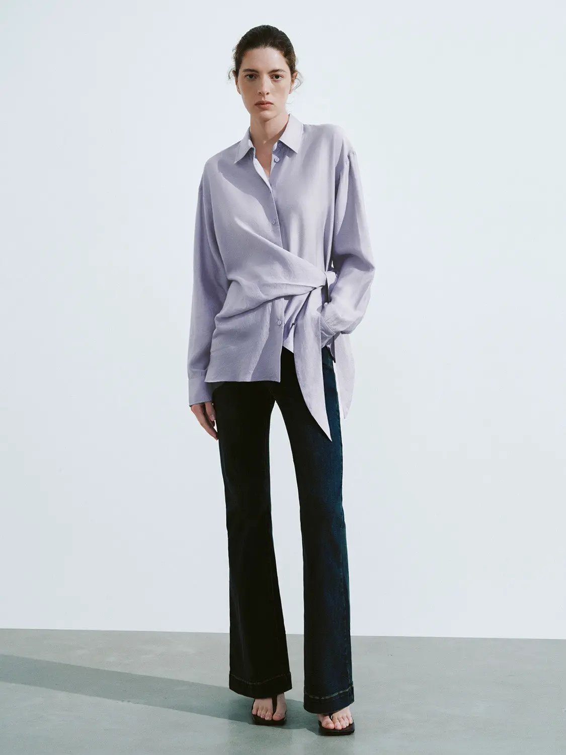 Tie Side Button Up Straight Shirt by Urban Revivo Fashion