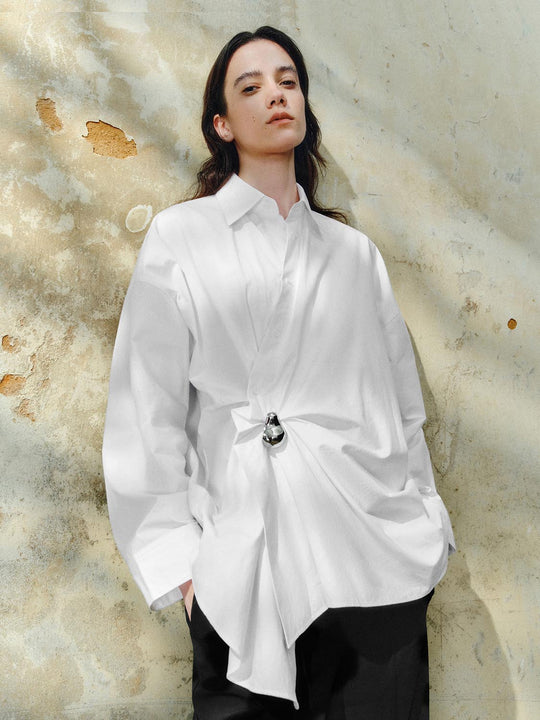 Camisas de manga larga con acento metálico