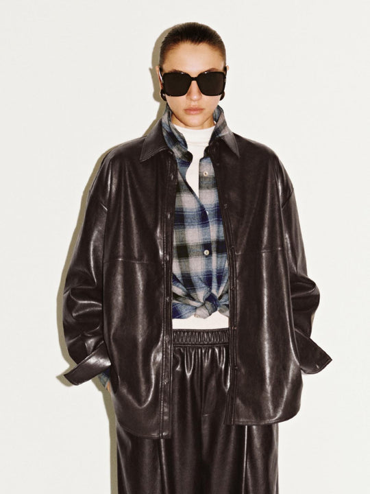 Loose Fit Faux Leather Shirts