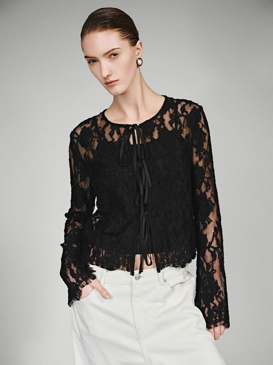 Laced Bow Detail Blouse Shirts