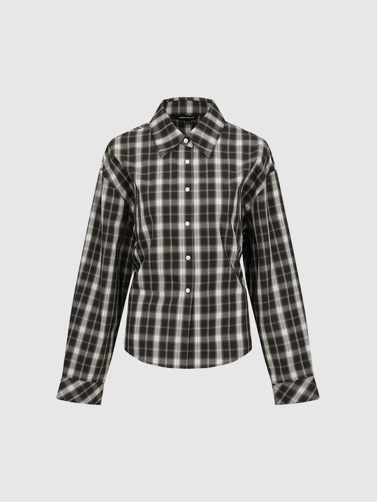 Plaid Button Down Long Sleeve Cotton Shirt