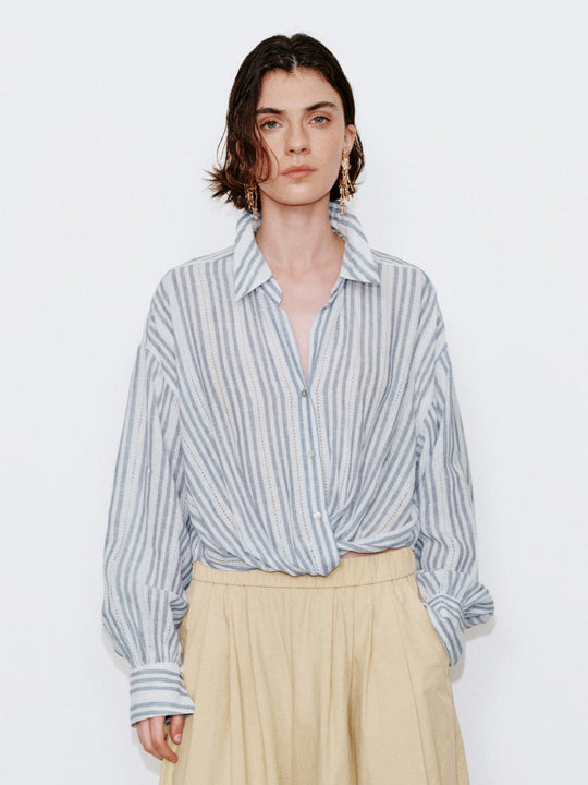 Contrast Striped Overhead Shirts