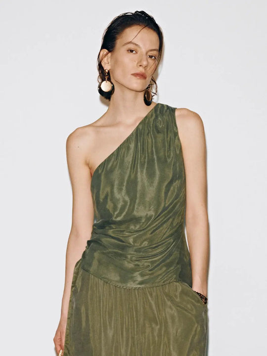 One Shoulder Draped Overhead Shirts
