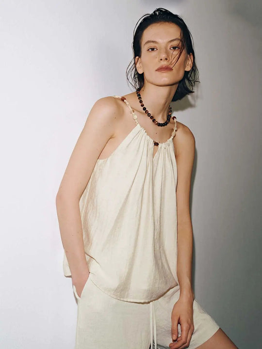 Sleeveless Ruched Overhead Shirts