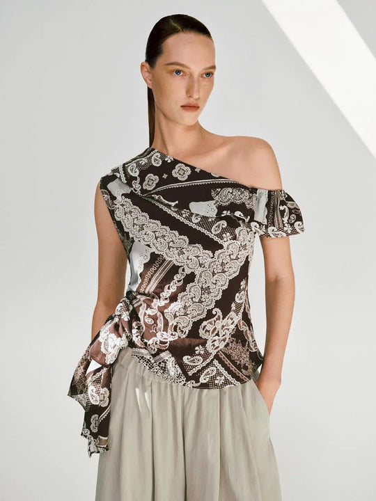 Thin Stretch Viscose Blend Lace Pattern Sleeveless Overhead Shirts