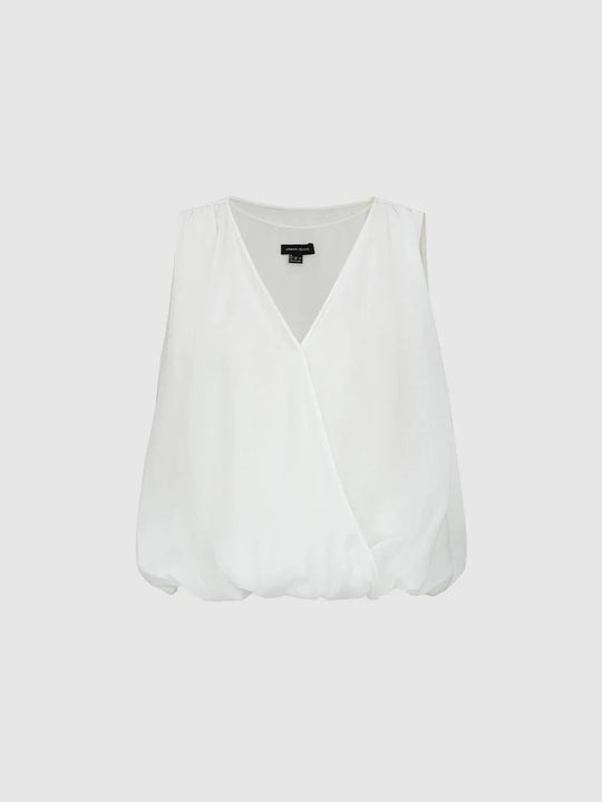 Ramie Crossover Draped Wrap Front Lightweight Top