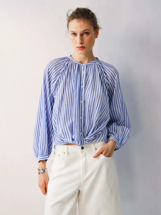 Cotton Thin Stretch Long Sleeve Button Front Shirt
