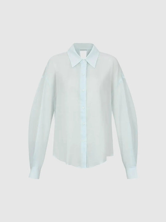 Ramie Lightweight Button-Front Silhouette Shirt