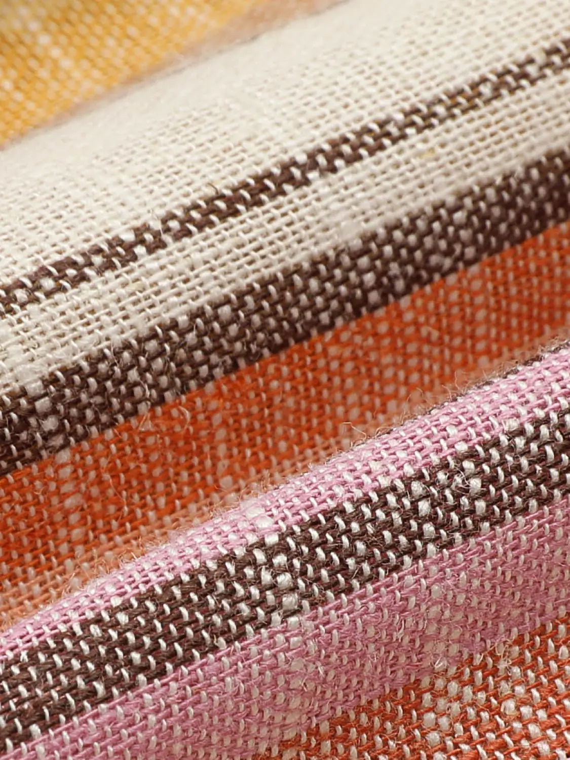 Button-Front Shirt; multicolor striped woven fabric close-up.