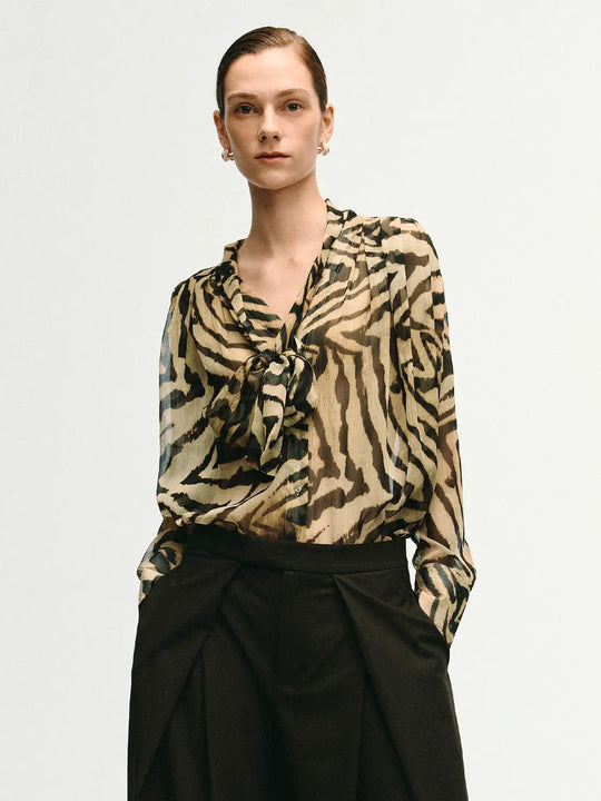 Button Front Animal Print Long Sleeve Shirt