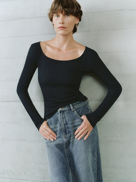 Enganliegende Langarm-T-Shirts