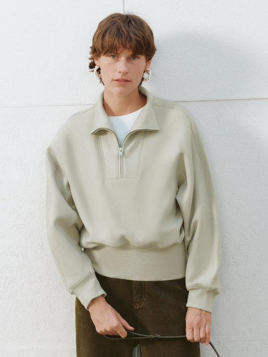 Lockere Sweatshirts mit Reißverschluss und halber Knopfleiste