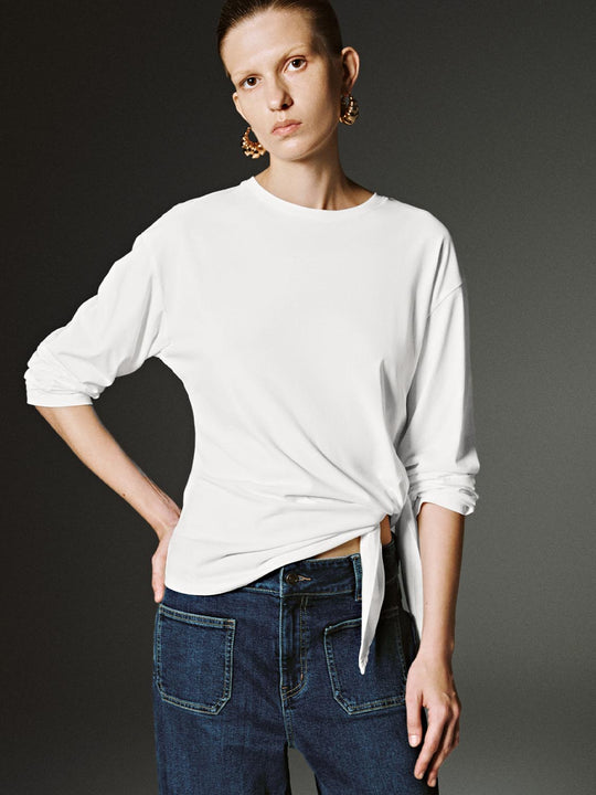 Camisetas de manga larga con lazo lateral