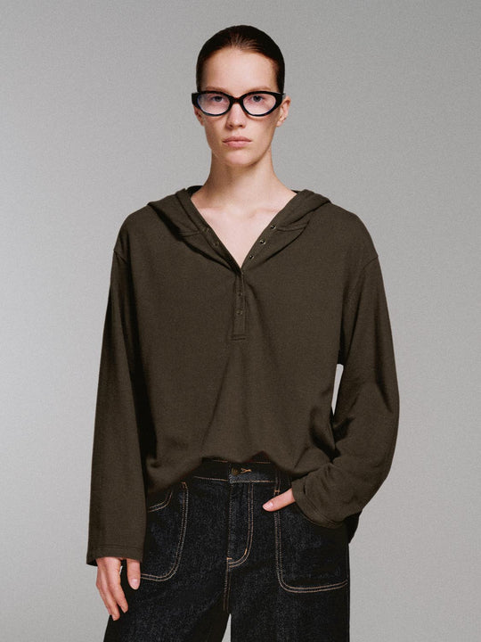 Hooded Loose Fit Long Sleeve T-Shirts