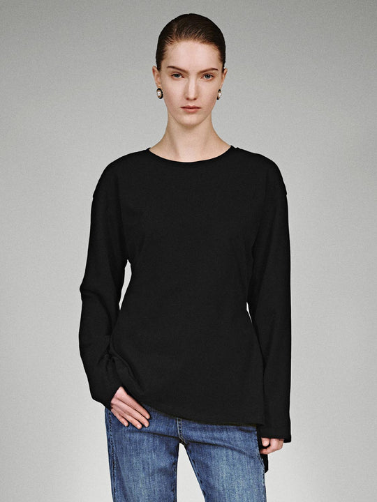 Knot Front Long Sleeve T-Shirts