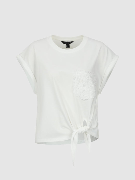 Bestickte asymmetrische T-Shirts mit Krawattenknoten
