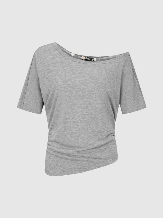 Viscose Wool Blend One Shoulder Lightweight T Shirt