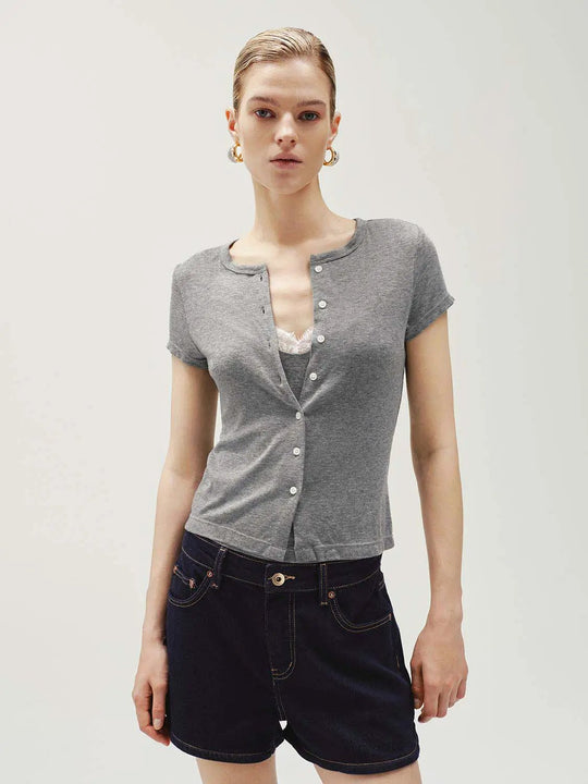T-shirts skinny boutonnés
