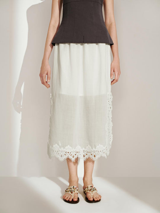Faldas línea A con dobladillo de encaje y cordón