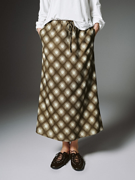 Faldas midi acampanadas con cordón y cuadros