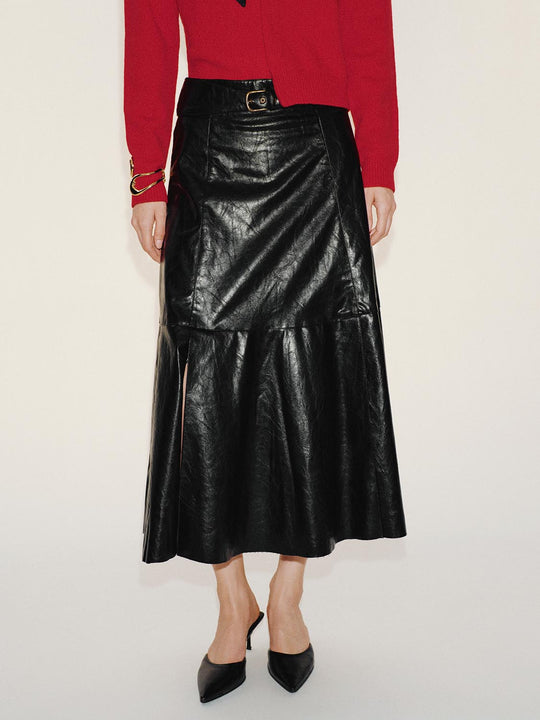 Belted A-Line Midi Skirts