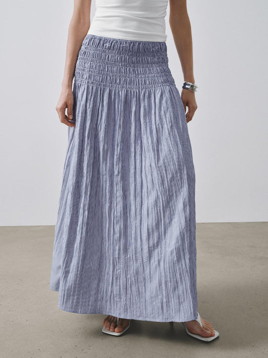High-Waist Shirred A-Line Midi Skirts