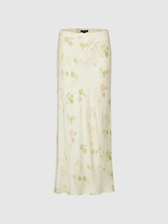 Viscose Thin Stretch Floral Print Fishtail Maxi Skirts