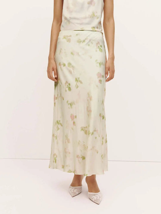Thin Stretch Floral Print Fishtail Maxi Skirt