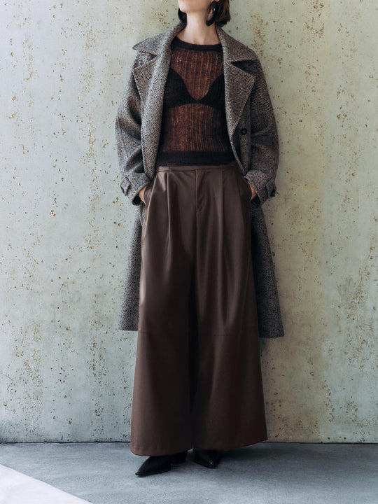 Vegan Leather Wide-Leg Pants