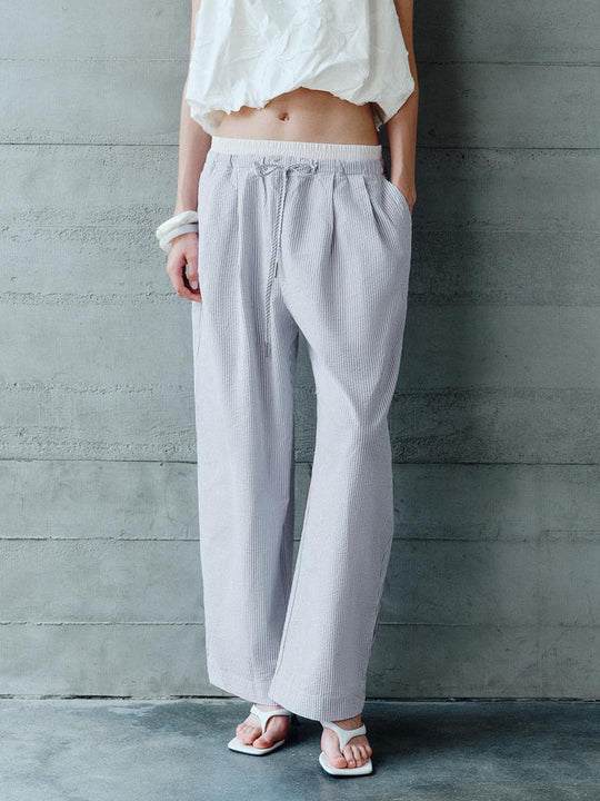 Pantalones de pierna ancha con cordón