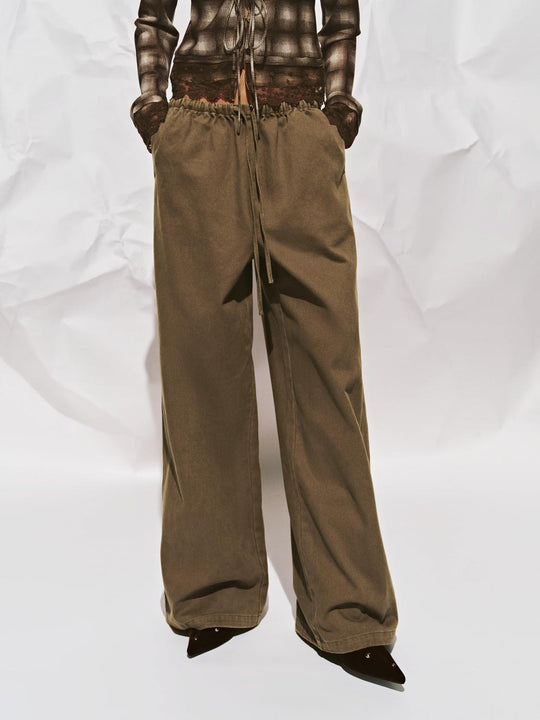 Pantalones de pierna ancha con cordón