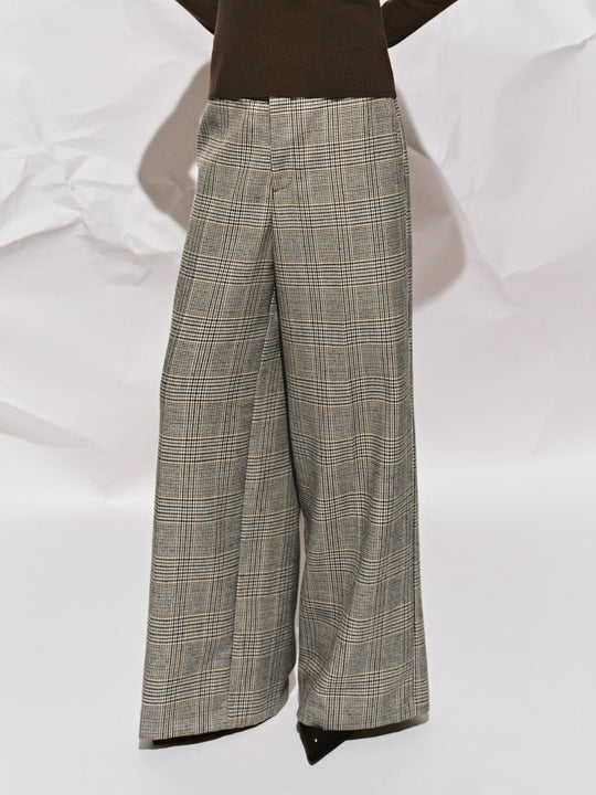 Check Wide Leg Pants