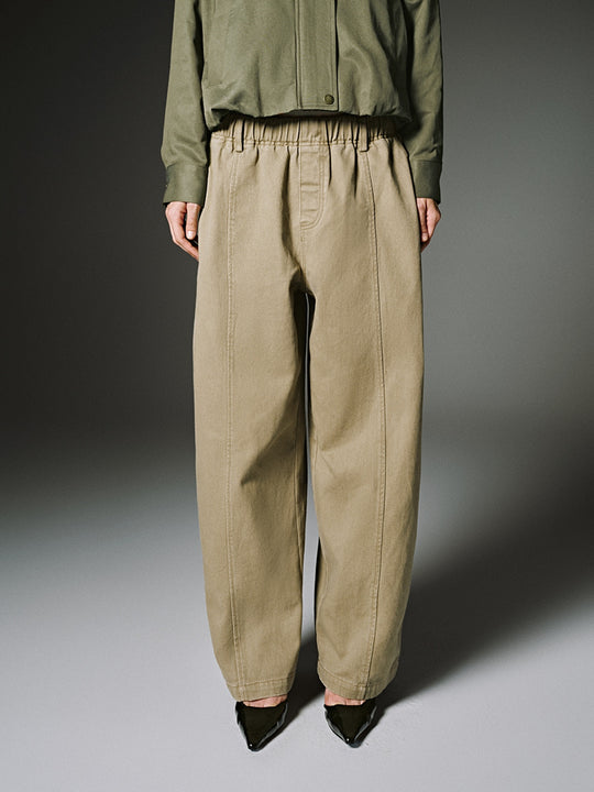 Pantaloni a gamba larga con elastico in vita