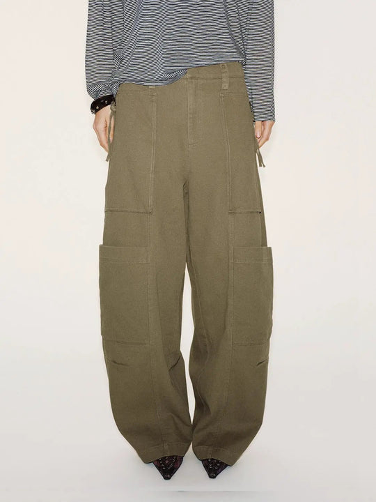 Oversized Cotton Cargo Tapered Cargo Pockets Pants