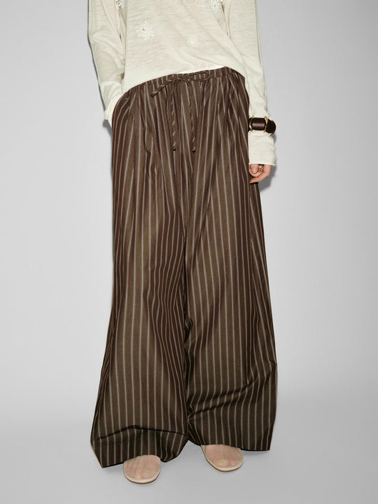 Pull On Contrast Striped Wide Leg Pants