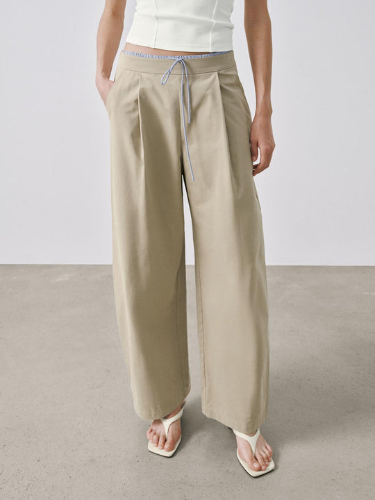 Drawstring Pull On Barrel Leg Pants