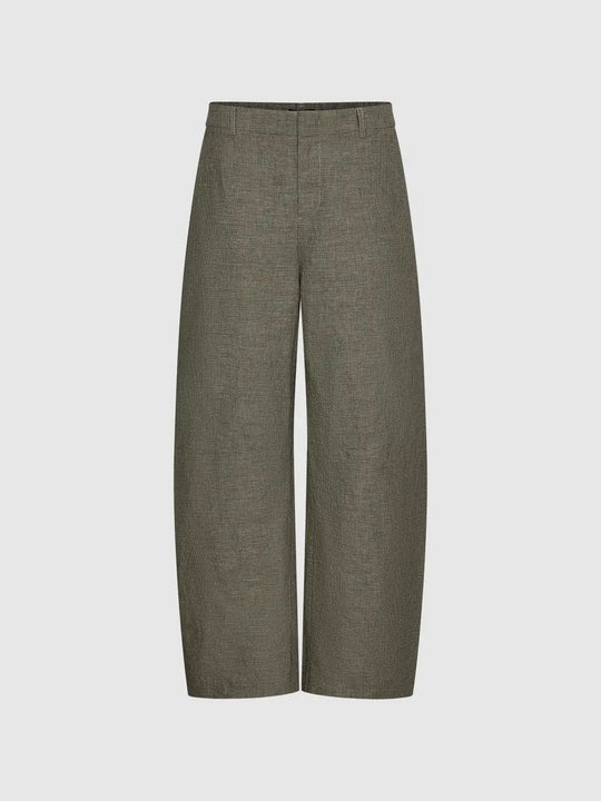 Cotton Linen Blend Barrel Leg Pants