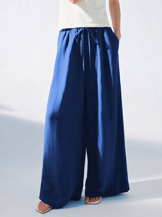 Drawstring Pull On Wide Leg Jeans
