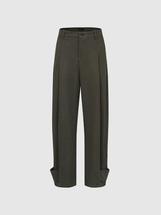 Cotton Lyocell Medium Stretch Versatile Barrel Leg Pants