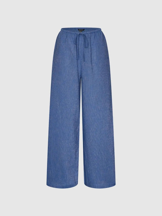 Striped Drawstring Waist Wide-leg Pants