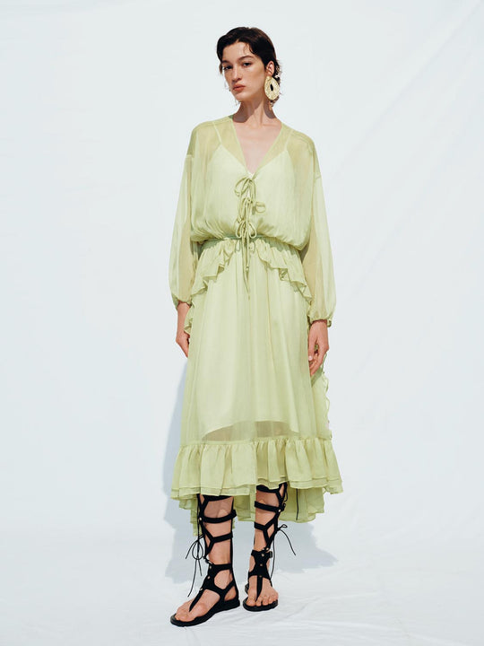 Ruffle A-Line Maxi Dresses