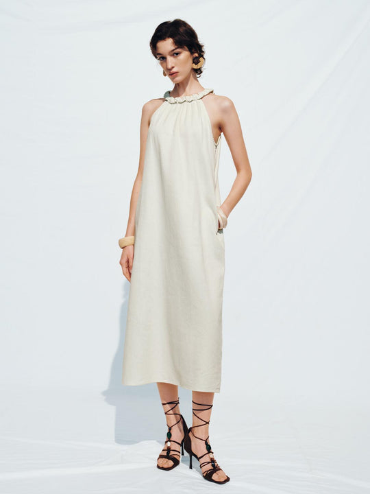 Halter Neck Sleeveless A-Line Maxi Dresses